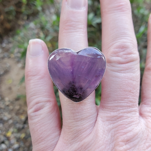 New Heart Shaped Amethyst 925 Silver Ring. - Picture 9 of 15